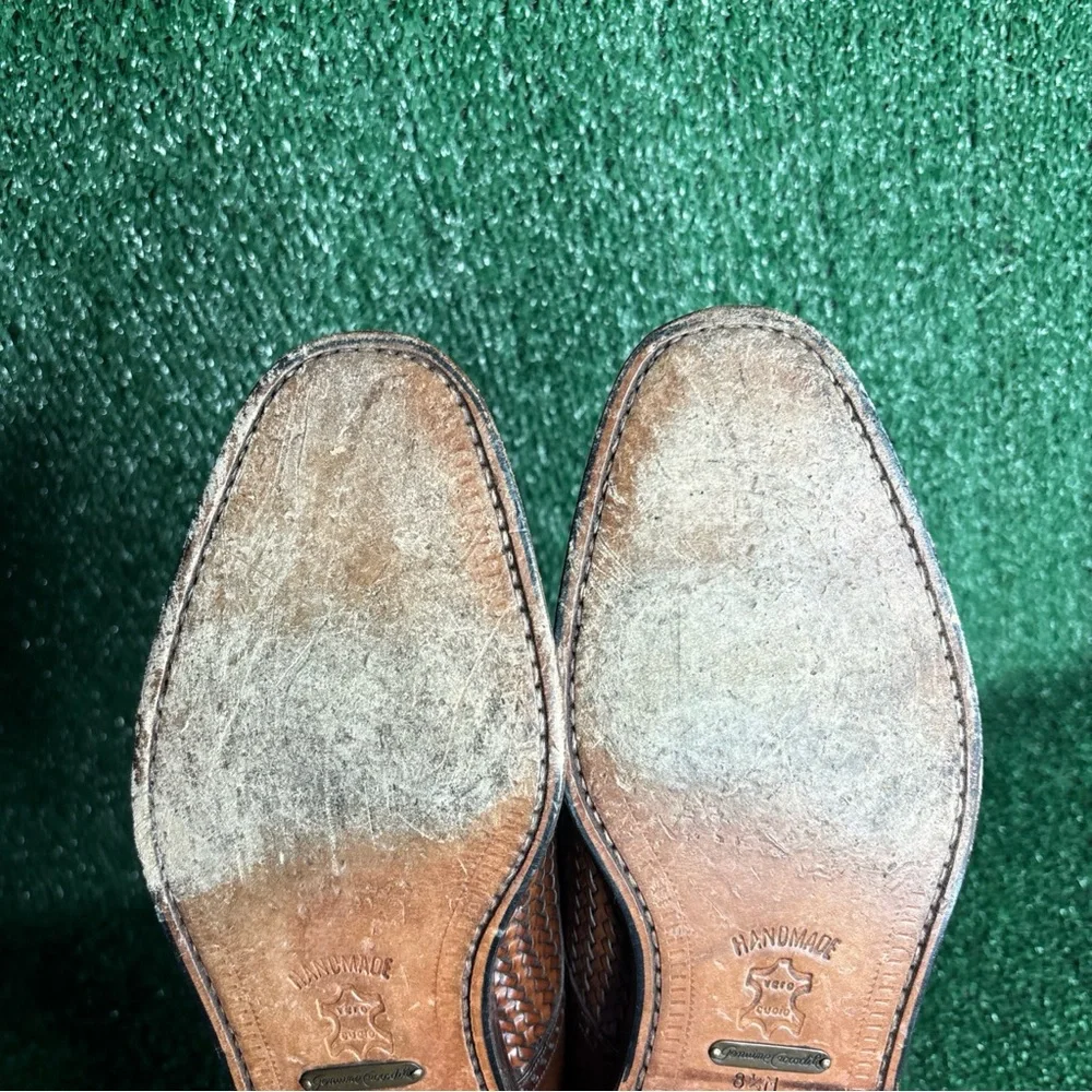 Garys International‎ Woven Leather Genuine Crocodile Shoes Sz 8.5 Made in Spain